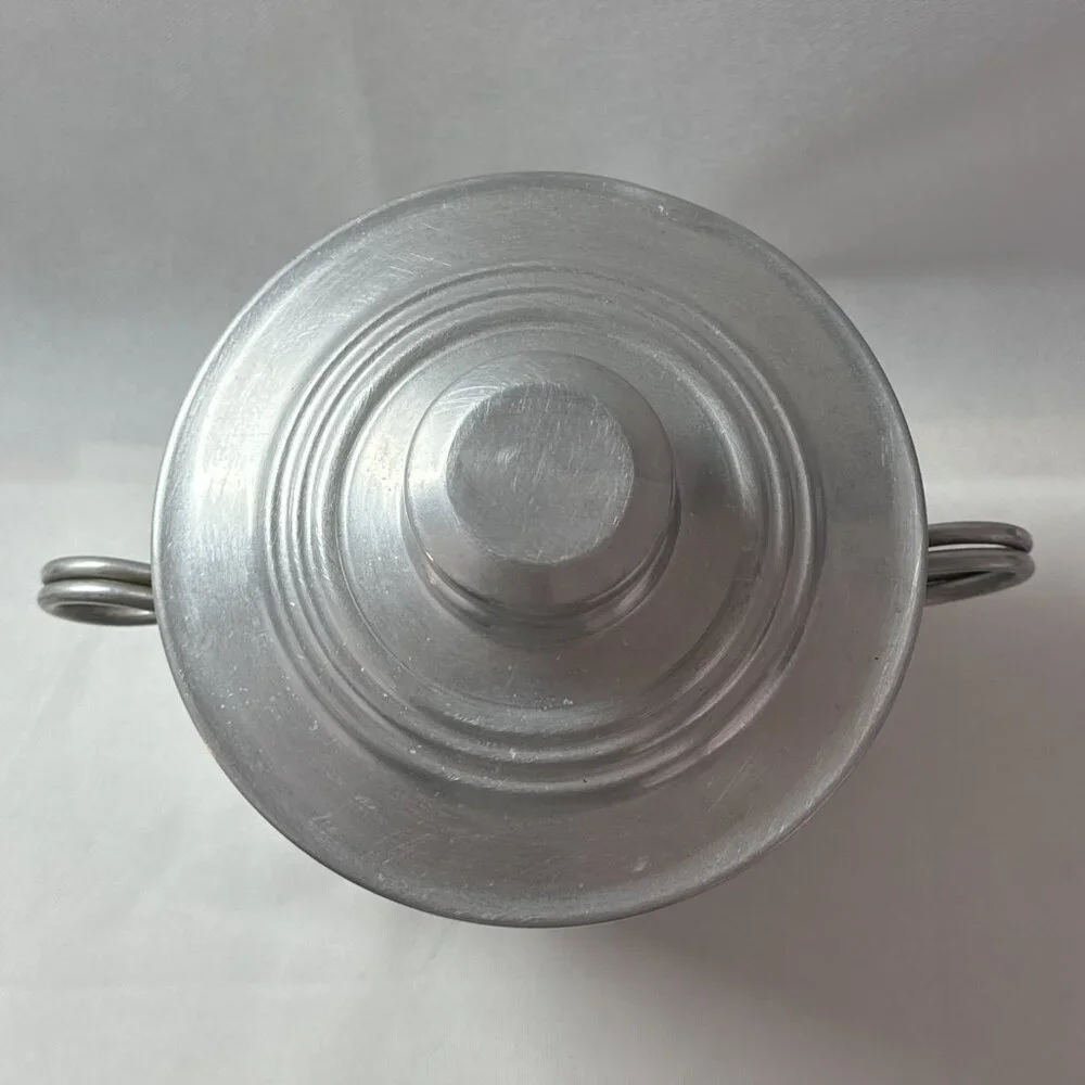 Vintage Mid Century NASCO Aluminum Ice Bucket w/ Lid Made in Italy